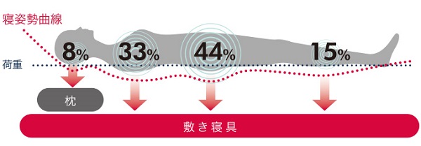 仰向け寝をするとどうしても腰部に大きな負担