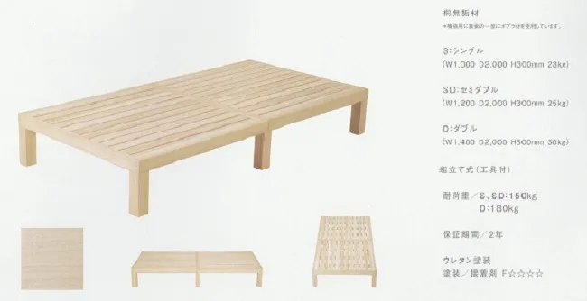 取扱い製品（NB01桐のすのこベッド、ひのきのすのこベッド）