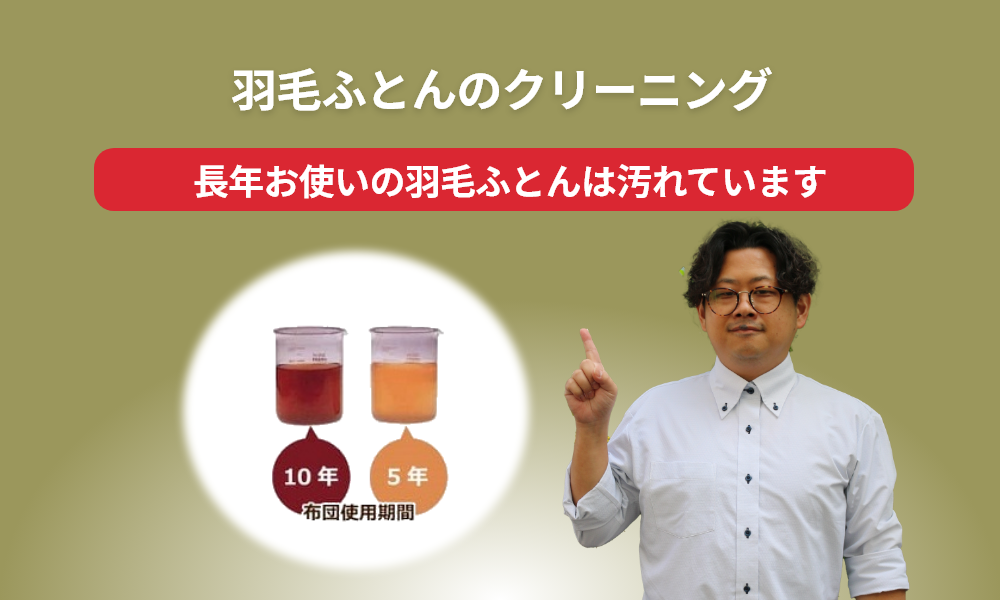 長年お使いの羽毛ふとんはこんなにも汚れています